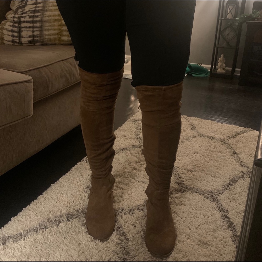 Arizona Thigh high boots with back ties